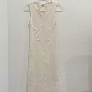 Good American Corset Waist Sleeveless Sweater Dress Size 1/2 S/M Ivory